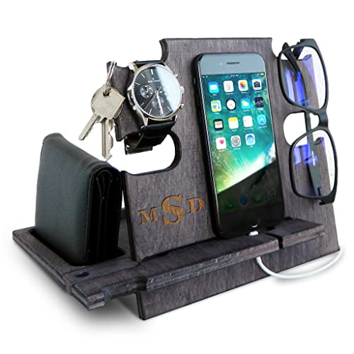 Personalized Docking Station, Gift for Him, Charging Station, Christmas Gift, Cell Phone Stand, Engraved Desk Organizer