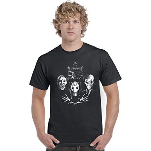 Dr Who Queen Rhapsody 4 Faces Inspired Design Unisex T-Shirt Printed Tee Top Black Cover