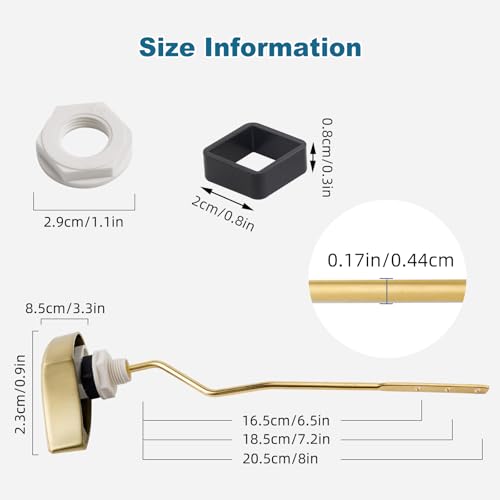 iFealClear Metal Toilet Handle Replacement Compatible with TOTO THU068-CP Trip Lvr for St743S, St406 Soild Brass Toilet Tank Flush Lever, Side Mount Toilet Trip Levers, Brushed Gold by iFealClear - Image 7