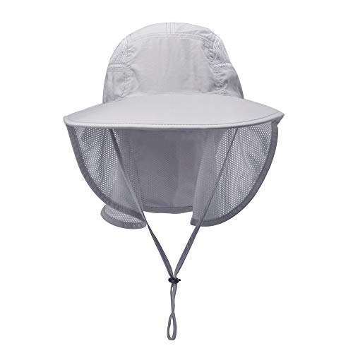 Lenikis Unisex Outdoor Activities Uv Protecting Sun Hats With Neck Flap Grey #TOP2