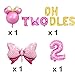 Oh Twodles Balloons Pink Second Birthday Cake Topper 2nd Banner Party Supplies Decorations Photo Prop for Girl Baby Bday