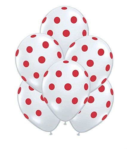 Masti Zone 12 Inch Pack of 30 Polka Dot Latex Balloons (White Polka Dot Balloon)