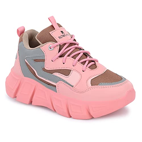 Image of ROWLANS Women's Synthetic Leather Stylish /Comfortable /Running /Gym Lace-Ups Sports Shoes