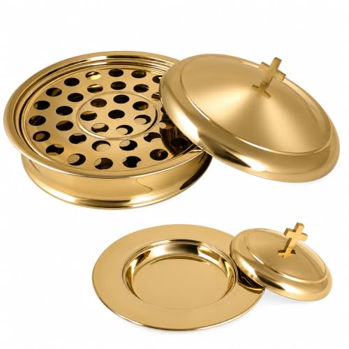 Communion Set for Church - One Communion Tray & Bread Plate with Lid