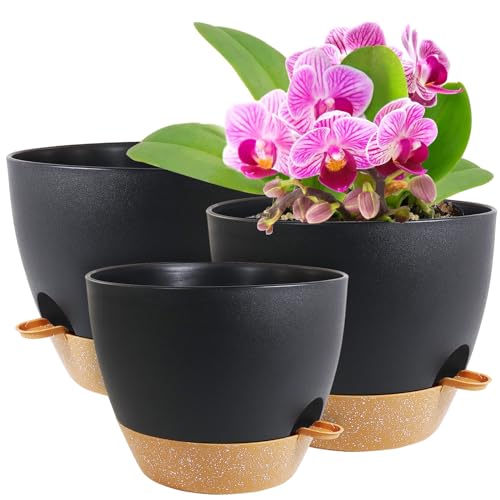 WSMKSZ 12/10/9 inch Large Self Watering Pots for Indoor Plants, Set of 3