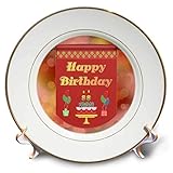 Inklusive Ständer 3dRose Happy 88 Geburtstag Banner, Kuchen mit Geschenke und Luftballons – Porzellan Teller, 20,3 cm (CP 186534 _ 1)