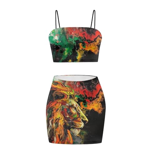 Image of 2025 Sexy Spaghetti Strap Crop Tops and Bodycon Skirt Casual 2 Piece Set S-4XL