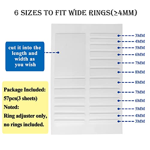 Ring Sizer Adjuster for Loose Rings,Invisible Ring Sizer Reducer Spacer, Clear Silicone Ring Tightener, Ring Size Adjuster for Women Men Rings Guards 57 PCS - Thumbnail 2