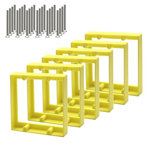 1/2” Double Gang Receptacle Outlet Box Extenders,Include 24Screws(6-32 x 1.25),Yellow Electrical Outlet Extender for Electrical Outlet Box & Electrical Outlet Switches,6Pack