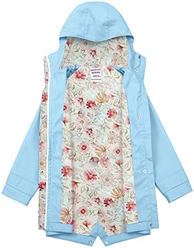 SOLOCOTE Kids Rain Jacket Hooded Lined Rubber RainCoats for Girls Boys Waterproof Windproof, 180806 Light Blue 9-10Y - 2