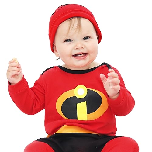 Disney Strampler Neugeborene und Hut | The Incredibles Baby Strampler | Baby Schlafanzug | Onesie Kinder Rot 44-50