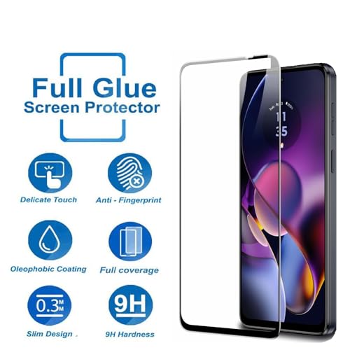 Image of Tempered Glass Screen Protector Compatible for Moto G73 5G with Edge to Edge Coverage and Easy Installation Kit, Pack of 1, Black