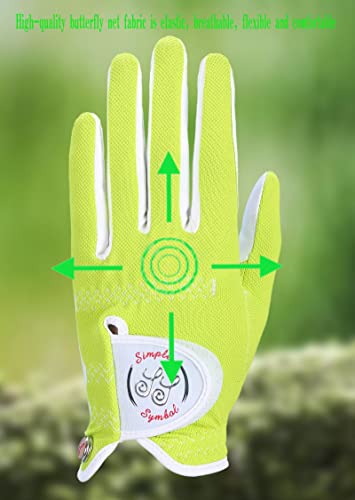 Simple Symbol Women's Raingrip Golf Glove Two Pack,Hot Wet Weather Comfort,（Two Left Hands Or Two Right Hands Or One Pair） Four Colors To Choose From Pink/Purple/White/Green(Green,L,Left) #TOP2