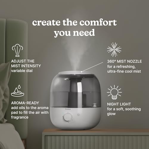 Homedics Ultrasonic Top Fill Humidifier, Cool Mist, 360° Nozzle, Up to 25 Hour Runtime, for Large Room, Bedroom, Nursery, Plants by Homedics - Image 3