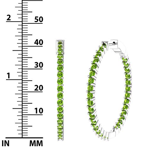 Belinda Jewelz 925 Sterling Silver Large Hoop Earringstennis Eternity For Women Peridot Birthstone Earring 3Mm Round Cut Gemstone Jewellery Accessory Push Back For Valentine’s Day Wedding Gifts #TOP3