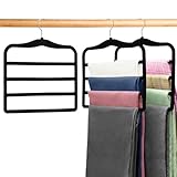 2-Pack Velvet Pants Hangers - Space Saving Multi-Layer Non-Slip Closet Organizers for Jeans, Trousers & Scarves - Ideal Dorm Room Storage Solution for Small Spaces