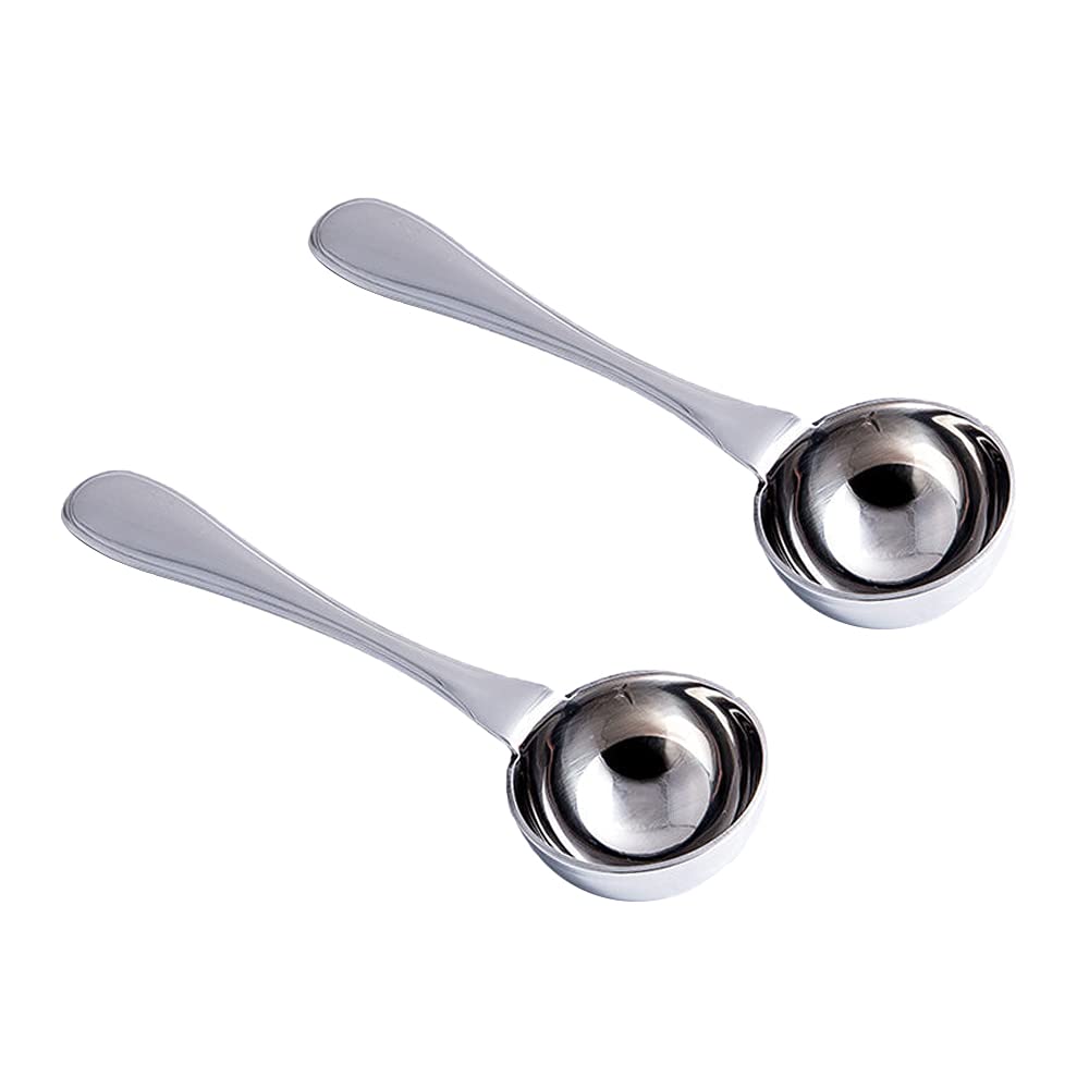 Silver 2 Pcs Coffee Scoop Measuring Spoon Sugar Tea Coffee Spice Measure Scoop Stirring Spoon For Coffee, Loose Tea, Sugar Or Flour (15Ml)