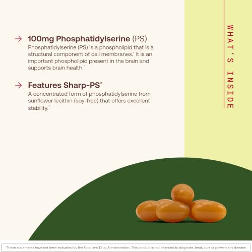 Jarrow PS100 Phosphatidylserine 100mg, Brain Health Supplement,120 Softgels - image 3