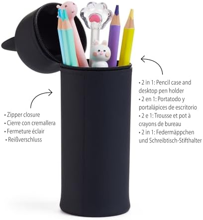 Back2Fun Trousse Gobelet Lapin Gris – Trousse Scolaire 2-en-1 Extensible En Silicone Doux, Idéale Pour Rentrée Des Classes Et Cadeau Enfant