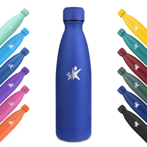 KollyKolla Botella Termica, 500ml, Botella Agua Acero Inoxidable, Termo sin BPA, Water Bottle con Pared Doble Aislamiento, Cantimplora Termica Reutilizable, para Niños, Adultos, Deporte - Azul Real
