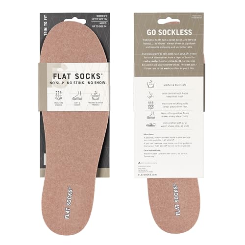Image of FLAT SOCKS No Show Socks, Sockless Shoe Liner, No Slipping, No Stinking, Washable Barefoot Shoe Insert