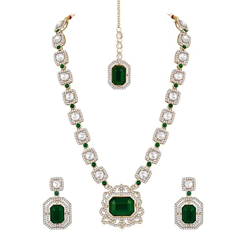 Atasi International Gold Plated Traditional Kundan Emerald Green ...