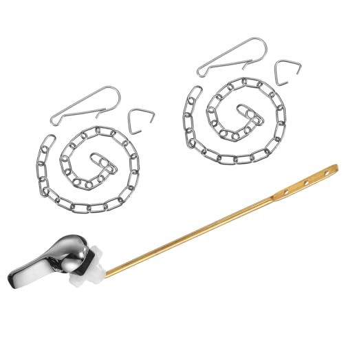 sourcing map Toilet Handle Replacement Kit, Front Mount Toilet Handle Lever Side Mount Toilet Flush Handle with Stainless Steel Flapper Chains, Silver Tone