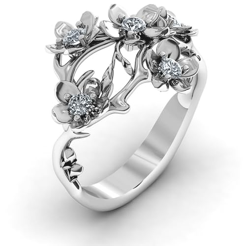 Graceful Flower Rings for Women Cubic Zirconia Finger Jewelry for Engagement3