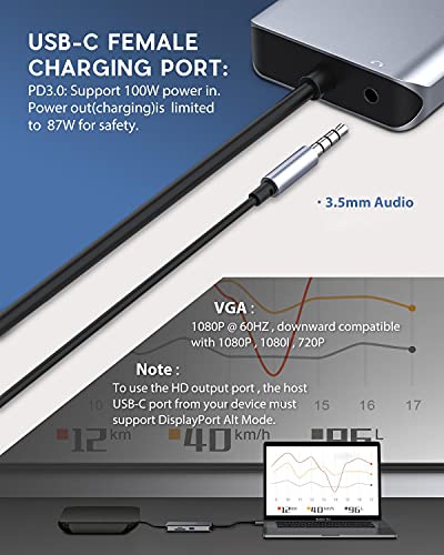 Hub USB C avec HDMI 4K et VGA pour affichage double écran - 5
