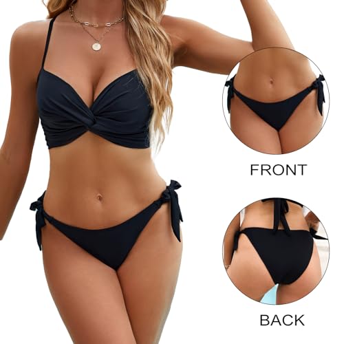 SEAFORM Women Swimsuit Bikini Bottoms String Adjustable Side Tie Bikini Bottoms 2 Pack High and Low Bikini Bottom for Women3