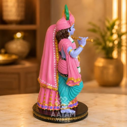 Image of Manmohak Radha Krishna Idol - 8 Inch UV Resin Murti | Hand-Painted Divine Couple Statue for Home Decor, Temple & Gifting