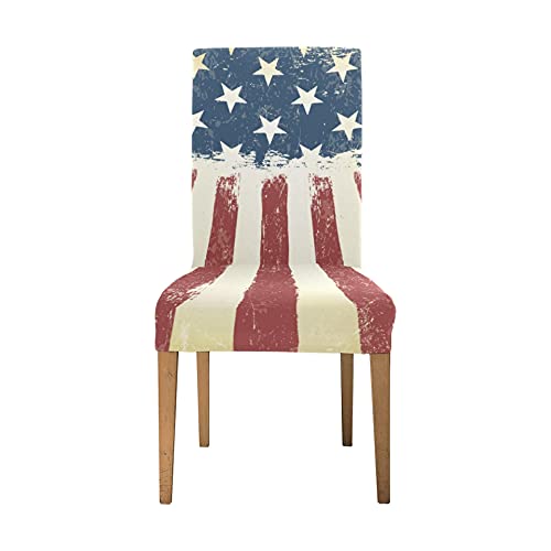 Juego de Comedor Grunge Envejecido Bandera Americana Cubierta de Asiento de Trama Silla de Comedor Suave elástico Comedor...