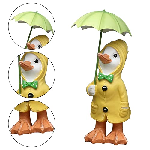 2 Pcs Garden Ducks Statues, Pair Of Cute Little Ducks With Umbrella Garden Resin Ornament Garden Duck Outdoor Decoration Gardening Layout Courtyard For Patio, Lawn, Garden, Balcony #TOP5