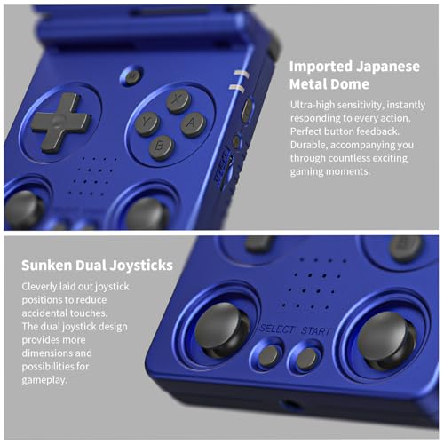 Image of Anbernic RG34XXSP Foldable Retro Handheld Game with 3.4 Inch IPS Screen Linux System Built-in 64G TF Card 5000+ Games Handheld Emulator Support 5G WiFi Bluetooth TV Output(Metallic Blue)