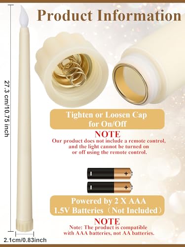 Image of Retisee 80 Pcs 11 Inch Flameless Taper Candles LED Candles Bulk Battery Operated Taper Candle Flickering LED Candlesticks for Valentines Birthday Wedding Party Decor (Classic Style,Ivory)