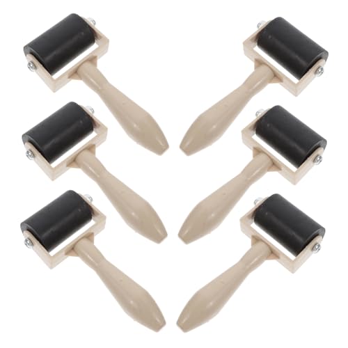 KALLORY 6個ポータブル版画用インクローラー ブ 美術版画用具 絵画用品 印刷用グルースティック スタンピング ローラー 滑らかなインク塗