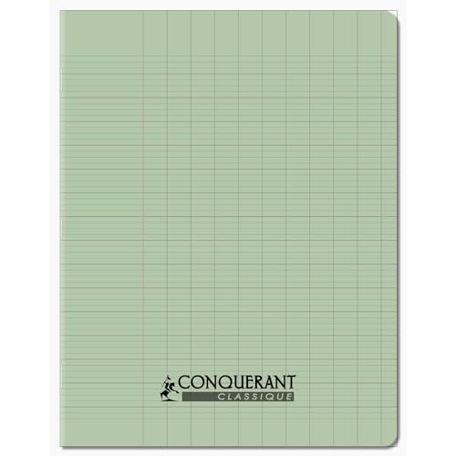 CONQUÉRANT Cahier conquérant classique agrafé 17x22 cm 96P 90G grands carreaux vert tendre