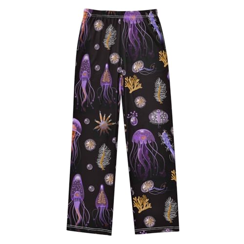 ZZXXB Jellyfish Coral Boys Long Pants Soft Trousers Elastic Waist Kids Lounge Bottoms with Pockets S-XL