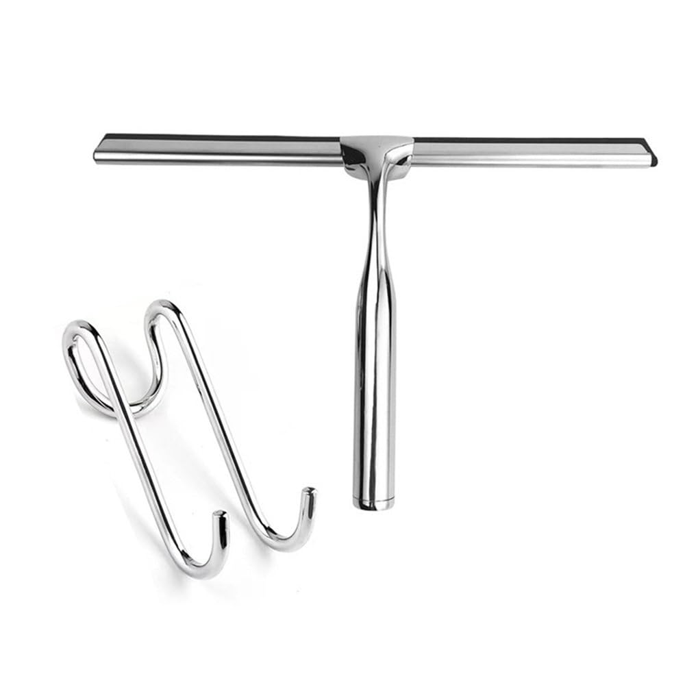 Stainless Steel Shower Scraper Shower Mirror Squeegee Antiskid Handle Corrosion Resistance for Bathroom Tool,Silver,Style A,Silver-Style D