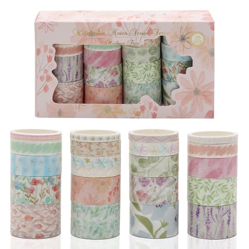 Juyibaao 20 Rollos Washi Tape Set, Cinta Adhesiva Estética Vintage, Cinta Decorativa Masking Tape Para Álbumes de Recortes Diarios Planificadores Manualidades Regalos Festivales