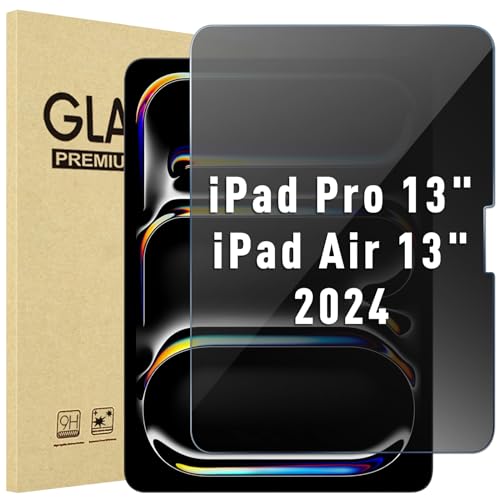 ProCase Privacy Screen Protector for iPad Pro/Air 13-Inch 2024; Anti-Spy Tempered Glass Film Guard for 2024 iPad Pro 7th/iPad Air 6th Gen 13