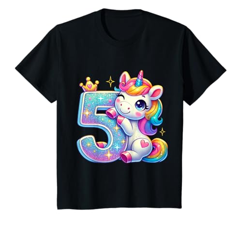 Kinder 5 Geburtstagsshirt Einhorn 5 Jahre Birthday Mädchen T-Shirt