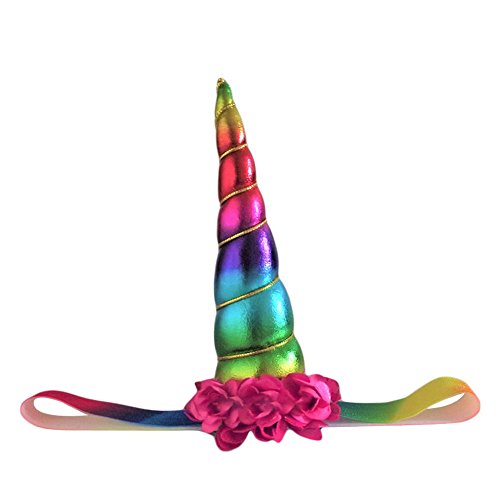BUYITNOW Shiny Spiral Unicorn Headband Adult Girl Flower Hairband