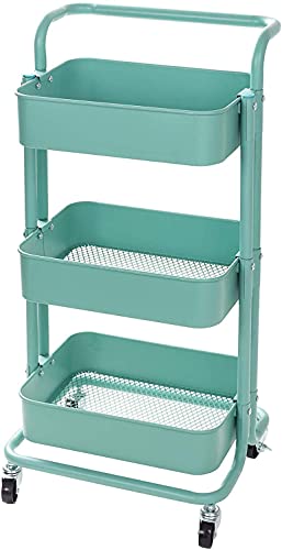 NWKHRSO Carrito de cocina, carrito de cocina, estante para cocina, oficina, con rollos de 3 pisos