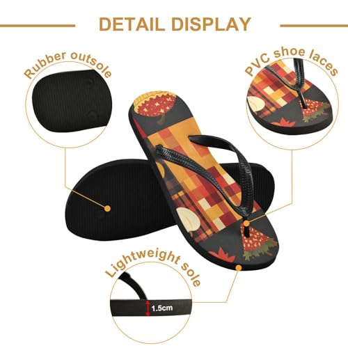 Womens Flip Flops Autumn Leaves ThankgivingNon-Slip Casual Beach Slippers Rubber Sandals214B81852
