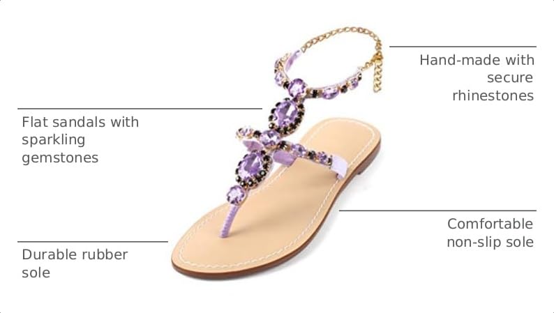 Image of ZhuLinFeng Women'S Rhinestone Gladiator Sandals Flat Wedding Sandals Gem Pearl Sparkling Bridal Bridesmaid Sandals Blue Bohemian Sandals