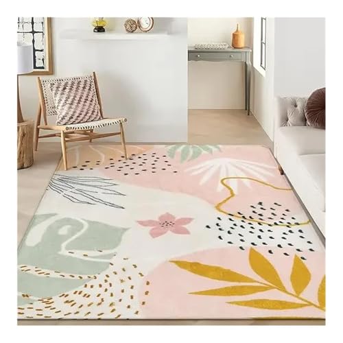 pipisweet Carpeting,Machine Washable Area Rugs 6x9 Non-Slip Large Living Room Rug Lightweight Throw Soft Carpet for Bedroom, Large Carpets(Pink)