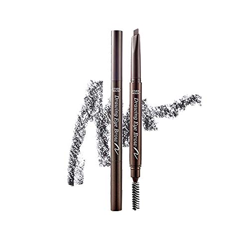 ETUDE Drawing Eyebrow Pencil, Arch Shape for Defined Brow|Brow Pencil with Spoolie |Long Lasting, Transfer Proof & Smudge-Proof |Shade- 04 Dark Gray,0.25g
