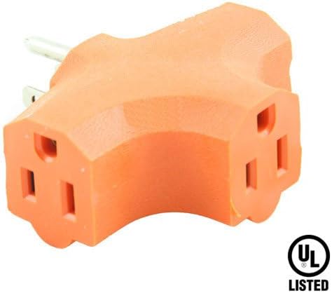 PartPass 3 Triple Grounded Outlets 3 Prong HEAVY DUTY AC Power In-Wall Adapter Mount Surge Tap UL Listed, Orange (US Seller)