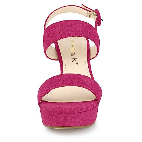Allegra K Allegra K Women's Slingback Platform Heels Chunky High Hot Pink Heel Sandals 9 M US